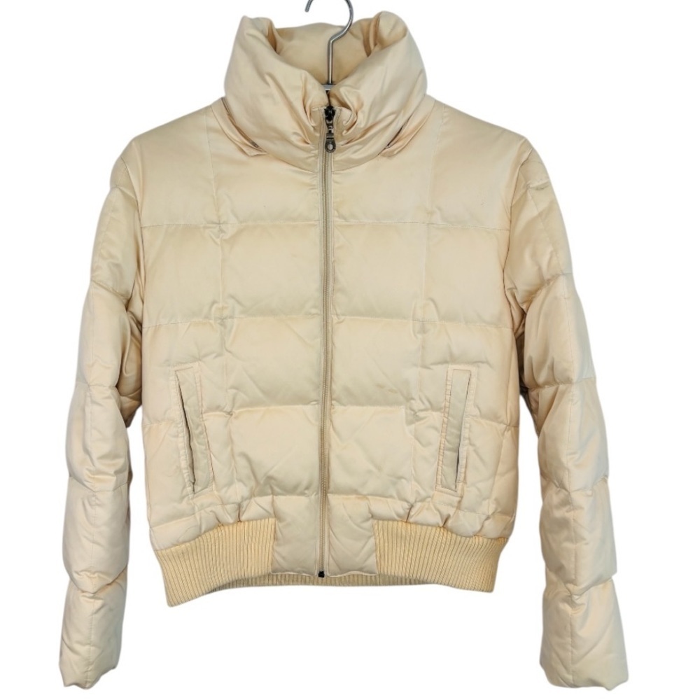 Larry Levine Women's Beige Full Zip Down Puffer Jacket Size Small